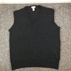 Vintage LL Bean Sweater Vest Scottish Lambswool Scotland Gray Mens Large Tall LT